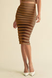 Mesh Stripe Midi Shirt & Skirt Latte