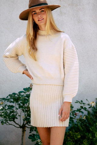 Pleated Balloon Sleeve Sweater Top