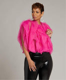 Pink Ruffle Top with Tie Back