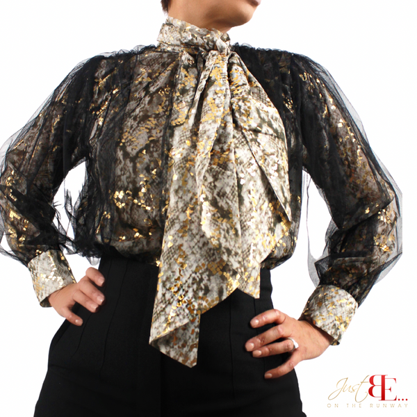 Snakeskin Blouse with Sheer details